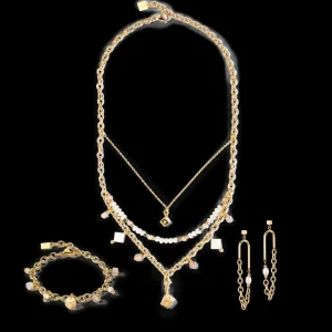 Boho Necklace Freshwater Pearls Gold & White | COEUR DE LION Hot