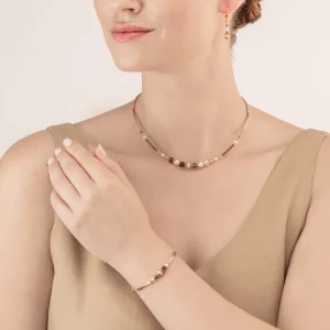 Bracelet Ball Small Gemstones & Crystal Pearls Brown-Gold | COEUR DE LION Clearance