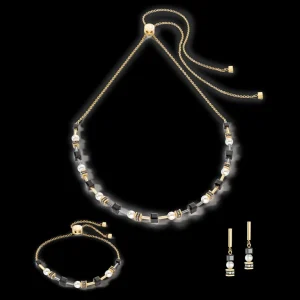 Bracelet Mysterious Cubes & Pearls Gold-Black | COEUR DE LION Store