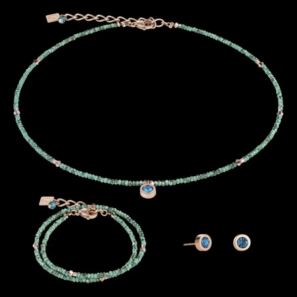 Bracelet Small Crystal Rose Gold & Petrol | COEUR DE LION Best Sale
