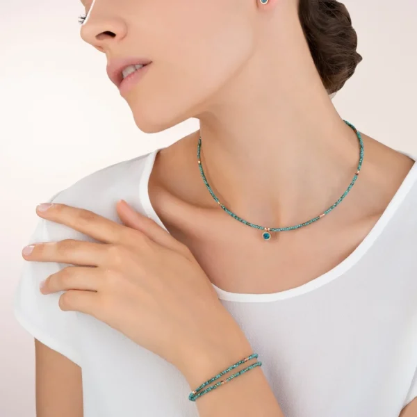 Bracelet Small Crystal Rose Gold & Petrol | COEUR DE LION Best Sale