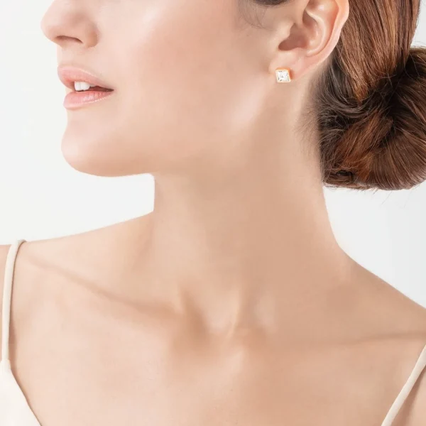 Brilliant Square Big Earrings Rosegold Crystal | COEUR DE LION Sale