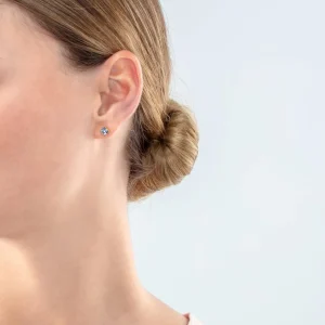 Brilliant Square Small Earrings Gold Pale Blue | COEUR DE LION Best