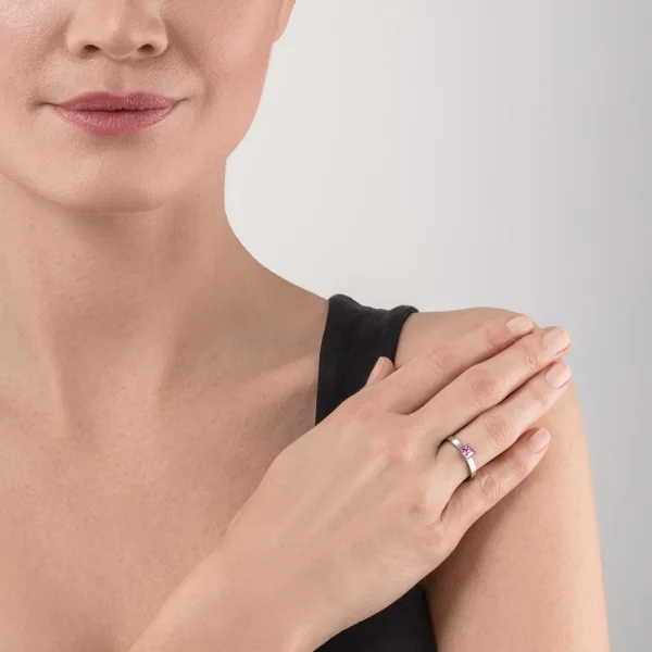 Brilliant Square Small Ring Silver Light Pink | COEUR DE LION Outlet