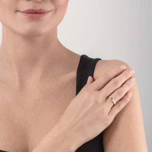 Brilliant Square Small Ring Gold Crystal | COEUR DE LION Sale