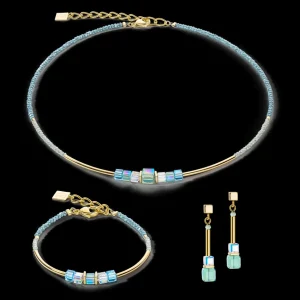 Cube Story Minimalistic Necklace Gold-Turquoise | COEUR DE LION Outlet