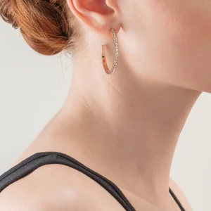 Earrings Creole 35 Stainless Steel & Crystals Rose Gold Crystal | COEUR DE LION Hot