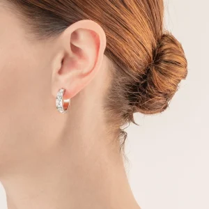 Earrings Creole 20 Stainless Steel & Crystals Silver Crystal | COEUR DE LION Online
