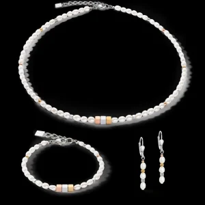 Earrings Cube Trilogy & Oval Freshwater Pearls | COEUR DE LION Store