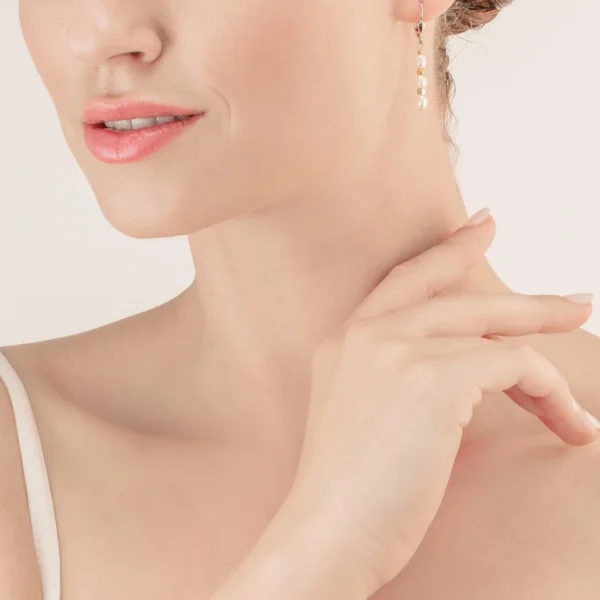Earrings Cube Trilogy & Oval Freshwater Pearls | COEUR DE LION Store