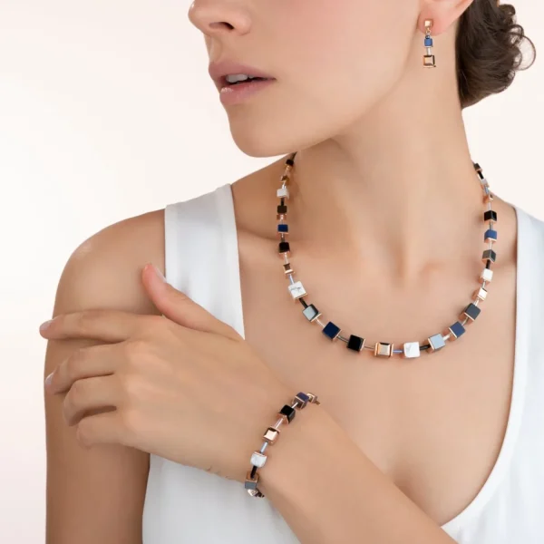 Earrings Geocube® Blue-Rose Gold | COEUR DE LION Clearance