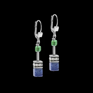 Earrings Geocube® Crystals & Gemstones Blue-Green | COEUR DE LION Cheap