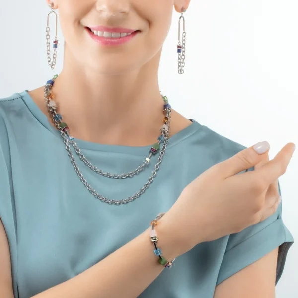 Geocube® Iconic Boho Necklace Silver-Multicolour | COEUR DE LION Clearance