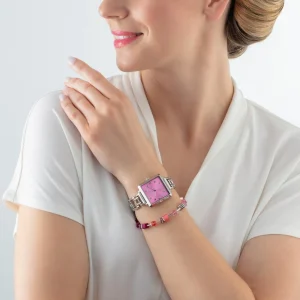 Gift Set Watch Iconic Cube Viva Magenta Silver & Geocube® Iconic Bracelet Viva Magenta | COEUR DE LION Best Sale