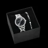 Gift Set Watch Round Sparkling Mysterious Black Silver & Princess Shape Mix Bracelet Black-White | COEUR DE LION Shop