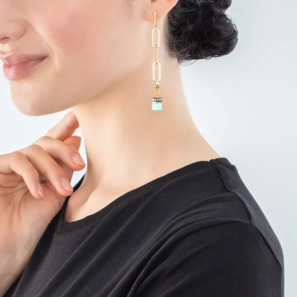 Happy Iconic Cube Charm Earrings Gold Pastel | COEUR DE LION Discount