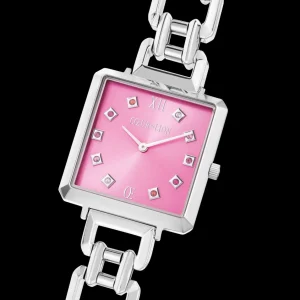 Iconic Cube Statement Watch Viva Magenta Silver | COEUR DE LION Best