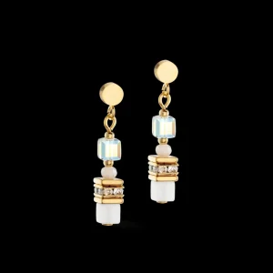 Mini Cubes Earrings Gold White | COEUR DE LION Shop