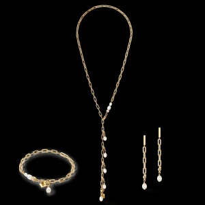 Modern Chain Necklace With Freshwater Pearl Charms Gold | COEUR DE LION Fashion