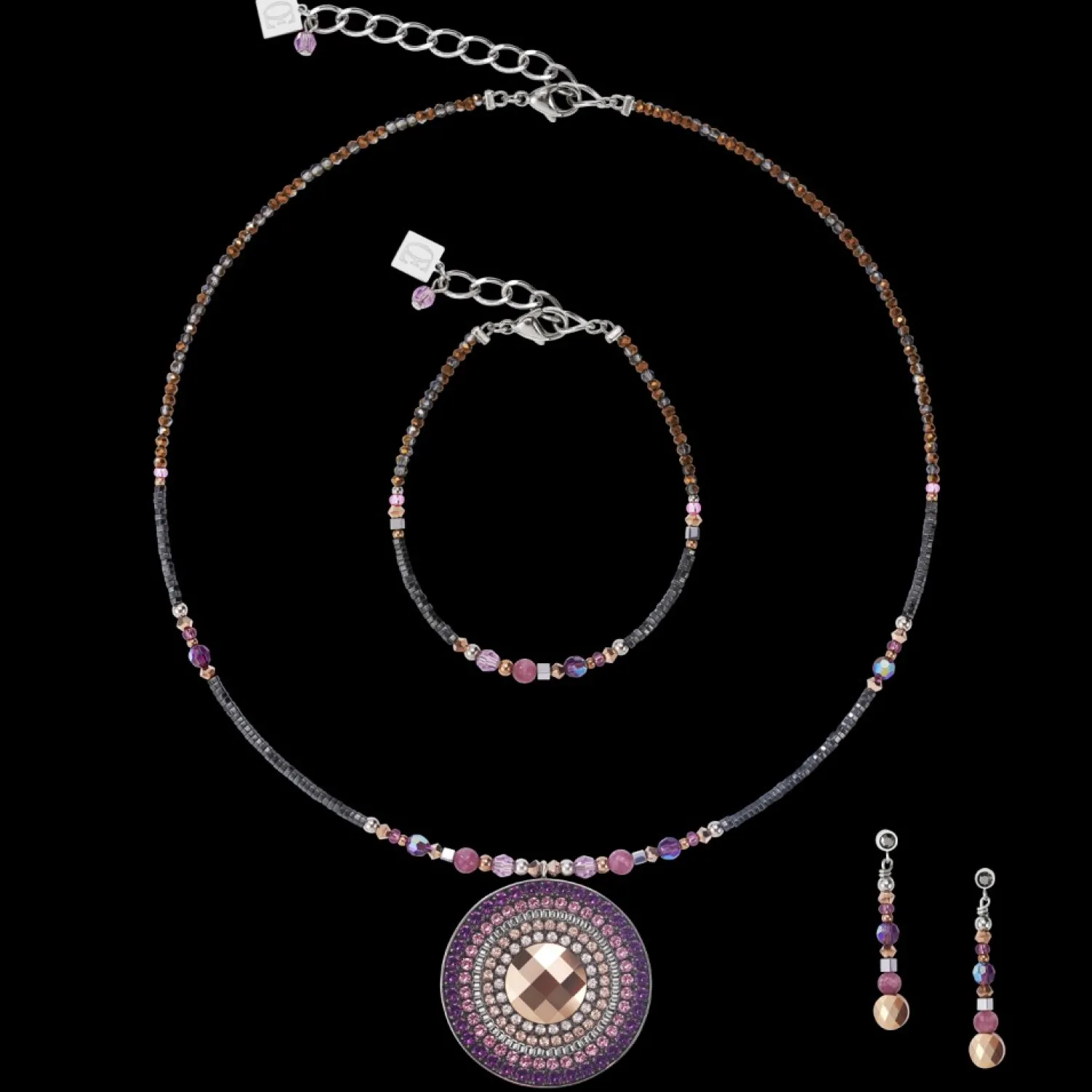 necklace_amulet_small_cry_1-2.webp Necklace Amulet Small Crystals & Lepidolite Amethyste | COEUR DE LION Flash Sale