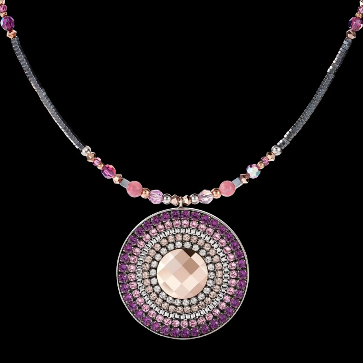 necklace_amulet_small_cry_2-2.webp Necklace Amulet Small Crystals & Lepidolite Amethyste | COEUR DE LION Flash Sale