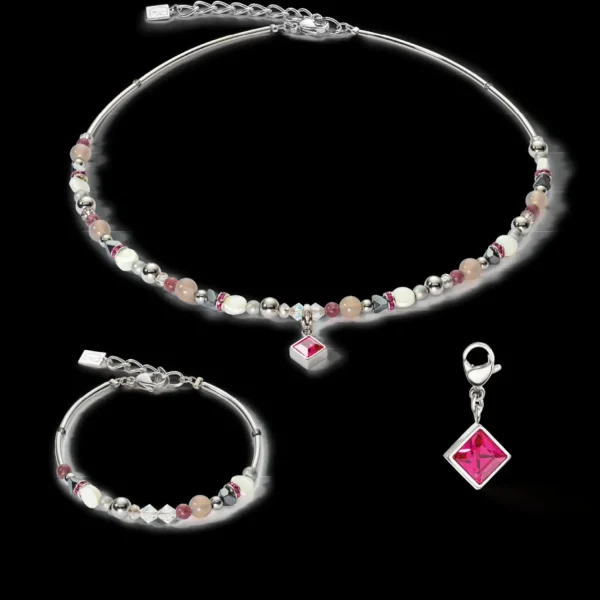 Necklace Brilliant Square Interchangeable Pendant Precious Pink | COEUR DE LION Online