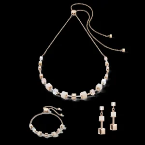 Necklace Geocube® Pink Aventurine Delicate Chain Rose Gold-Peach | COEUR DE LION Best