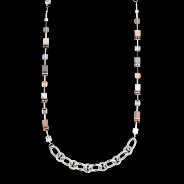 Necklace Geocube® Statement Precious Chunky Chain Multiwear Grau-Beige | COEUR DE LION Store