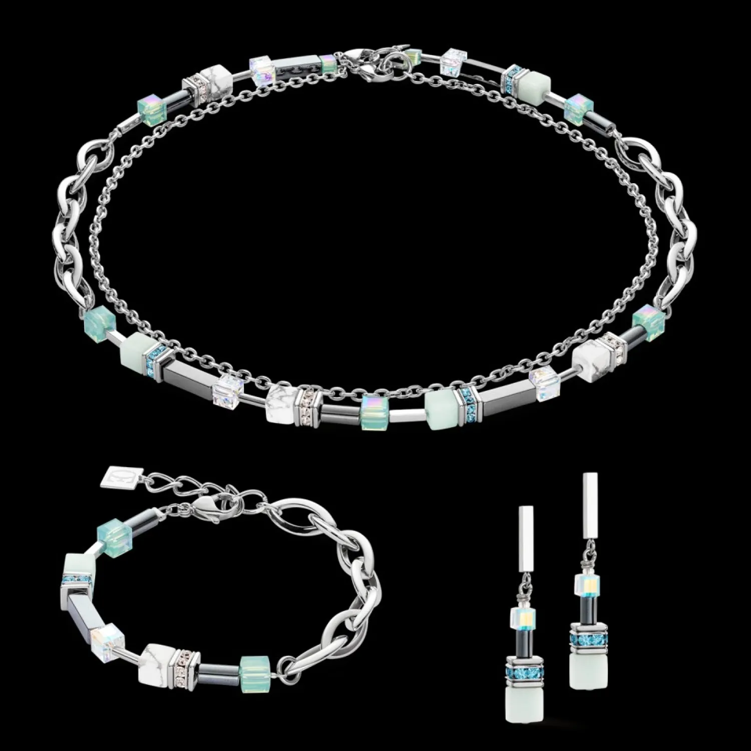 necklace_shapemix_multiwe_1.webp Necklace Shape-Mix Multiwear Mint Green | COEUR DE LION Outlet