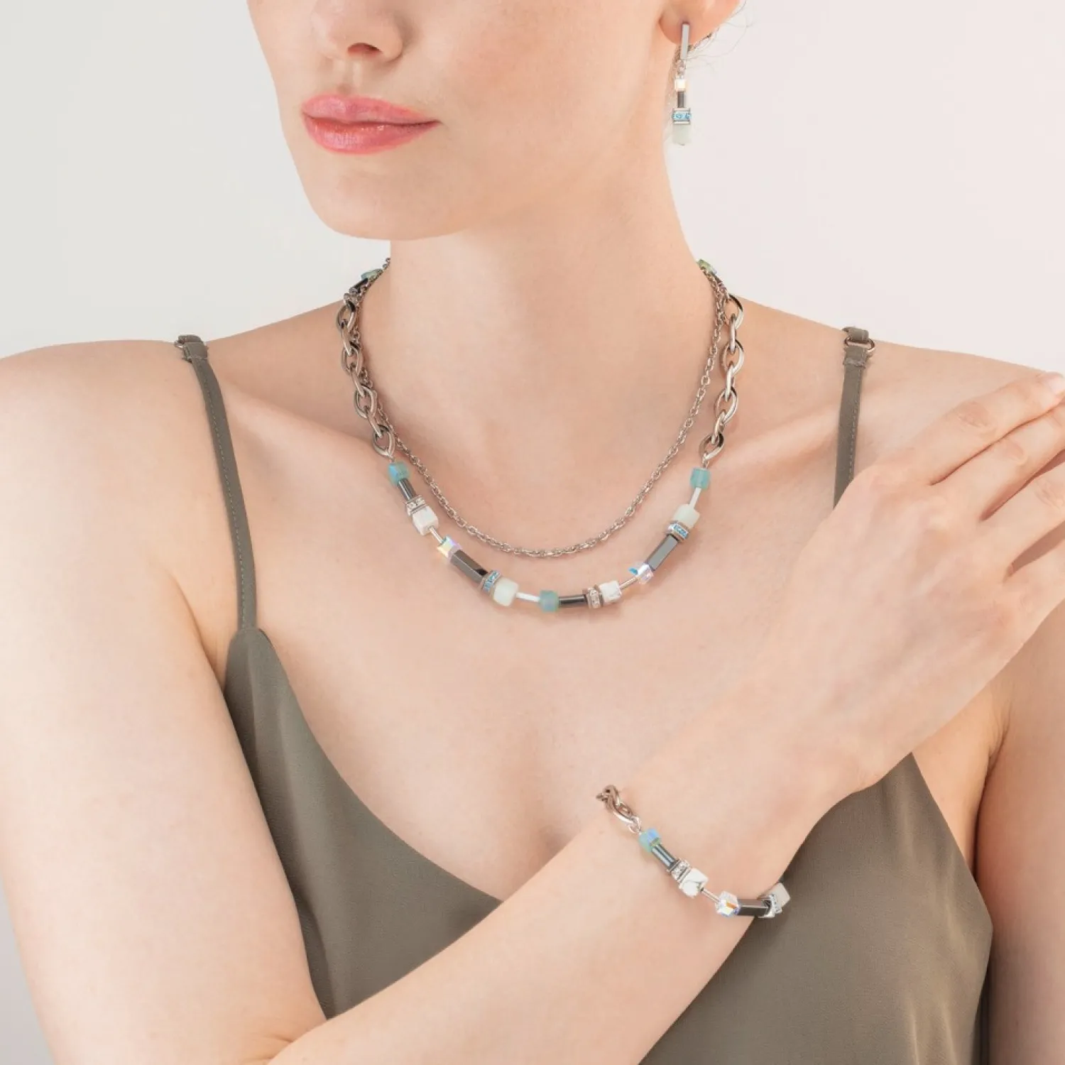 necklace_shapemix_multiwe_2.webp Necklace Shape-Mix Multiwear Mint Green | COEUR DE LION Outlet