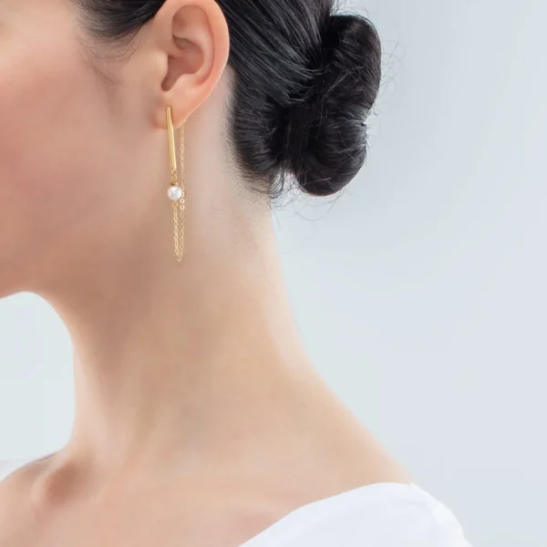 Solitaire Freshwater Pearl Earrings Gold | COEUR DE LION Shop
