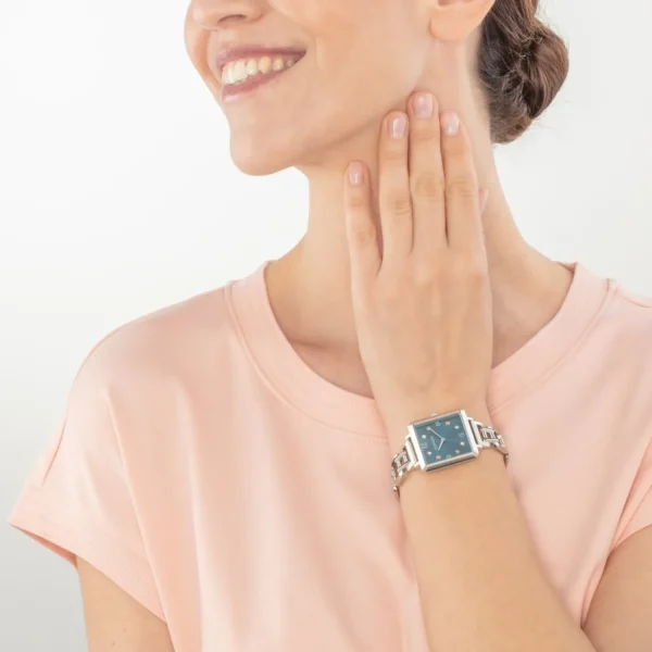 Watch Iconic Cube Statement Noble Petrol Silver | COEUR DE LION New