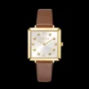 Watch Iconic Square Gold White Sunray Bracelet Leather Classy Brown | COEUR DE LION Online