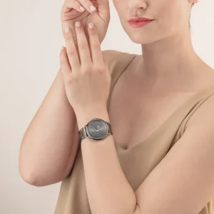 Watch Round Statement Unisex Anthracite Sunray Stainless Steel Light Gun Metal | COEUR DE LION Store
