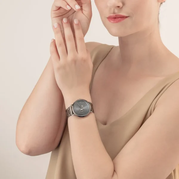 Watch Round Statement Unisex Anthracite Sunray Stainless Steel Light Gun Metal | COEUR DE LION Store